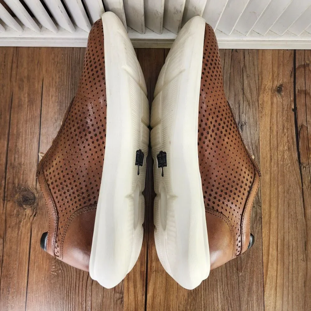 Flag LTD Kendrick Perf U-Throat Mens Sz 9M Brown Leather Perforated Preppy Shoes